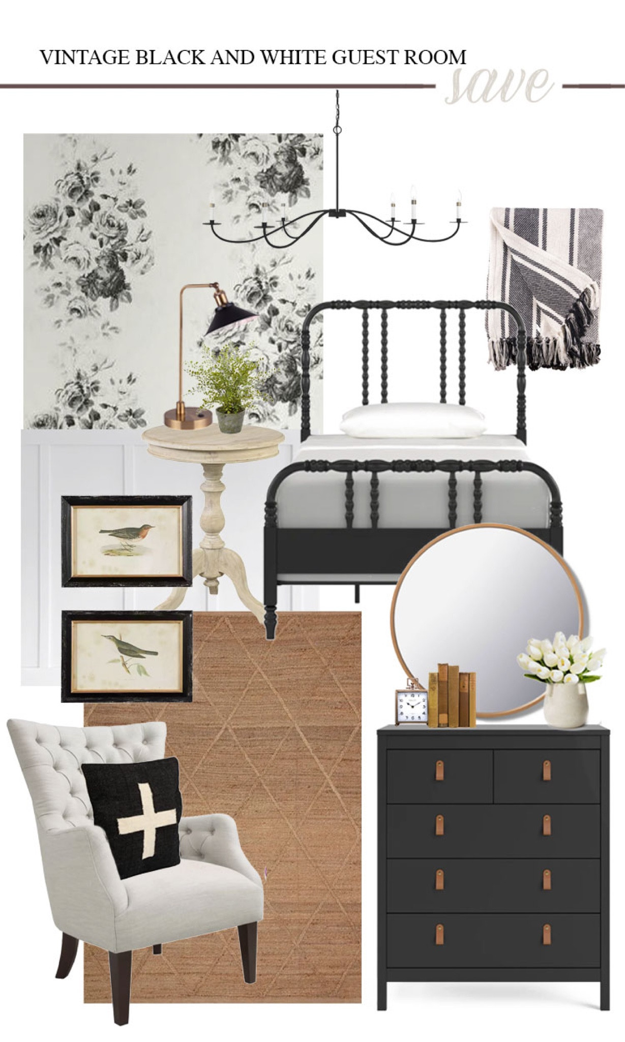 Vintage black and white guest room… #guestroom #guestbedroom #vintagebedroom #splurgevssave #blackandwhite #blackandwhitebedroom #wallpaper

#LTKfamily #LTKhome #LTKsalealert