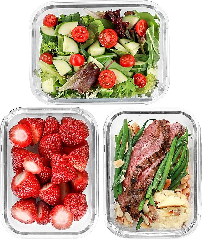 FIT Strong & Healthy Glass Meal Prep Containers 1 Compartment - Snack & Lunch Container, Glass Fo... | Amazon (US)