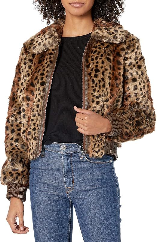 ASTR the label Women's REMY Animal Print Faux Fur Bomber Jacket | Amazon (US)