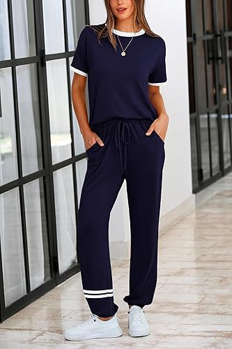 PRETTYGARDEN Women's Two Piece Lounge Sets 2025 Spring Summer Jogger Pants Vacation Outfits Trave... | Amazon (US)