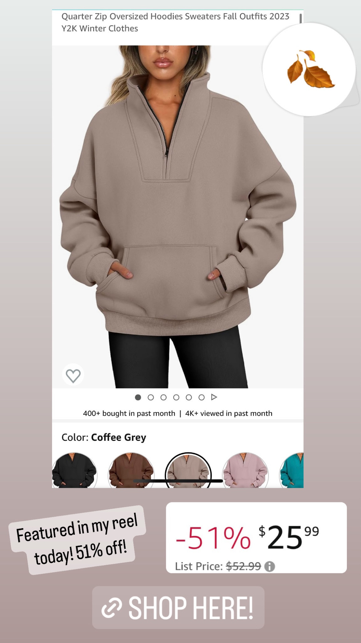 ⭐️Amazon Athleisure Wear by Trendy Queen⭐️ Who’s ready for some cozy fall athleisure wear?? Absolutely in love with this half zipped pullover sweatshirt from @trendyqueen_fashion 🤎 I will be living in this all Fall! So super soft and cozy! This color is the Coffee Grey but they have 17 other colors! And it’s 51% off right now! Got a size large for reference. 🍂
Comment “link” or shop on my Amazon Storefront, LTK! Link in my bio 💫 Use code “TRENDYQUEEN” for 20% off! 
___
#TrendyQueen #amazonfashion #amazonathleisure #amazonathleticwear #athleisurewear #athleisurestyle #casualoutfitideas #casualoutfitinspo #trendyoutfits #trendyathleticwear #trendyfallfashion

Fall fashion, trendy casual, casual outfits, trendy queen, half zip ups, casual, errands outfit, athleisure wear, Amazon fashion, Amazon deals, casual fall outfits, trufflesandruffles_xoxo

#LTKFind #LTKsalealert #LTKSale