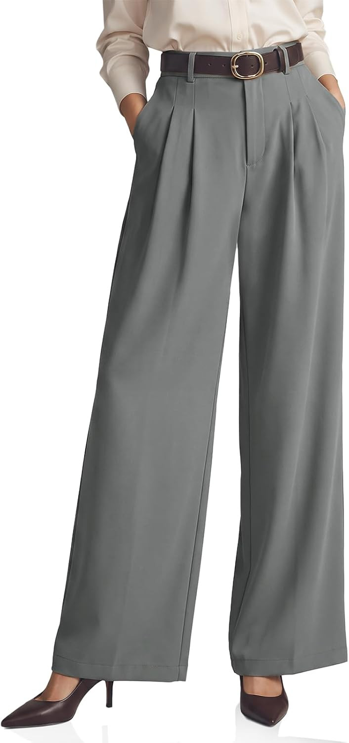 Cicy Bell Womens Wide Leg Dress Pants Business High Waisted Pleated Pants | Amazon (US)