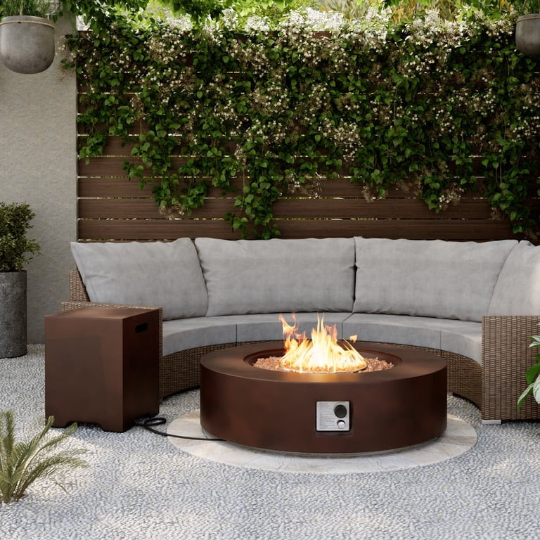COSIEST 2-Piece Outdoor Propane Firepit Table Set Side Table with Tank Table | Walmart (US)