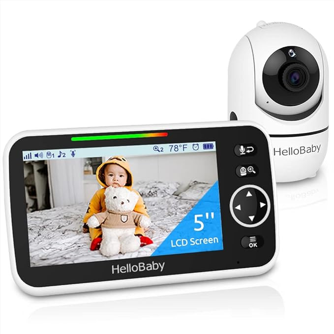 HelloBaby Monitor, 5''Display, Pan-Tilt-Zoom Video Baby Monitor with Camera and Audio, Night Visi... | Amazon (US)