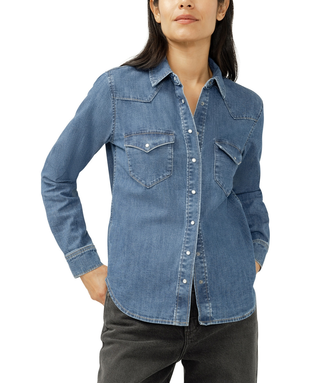 Silver Jeans Co. Women's Western Denim Shirt - Canary | Macy's