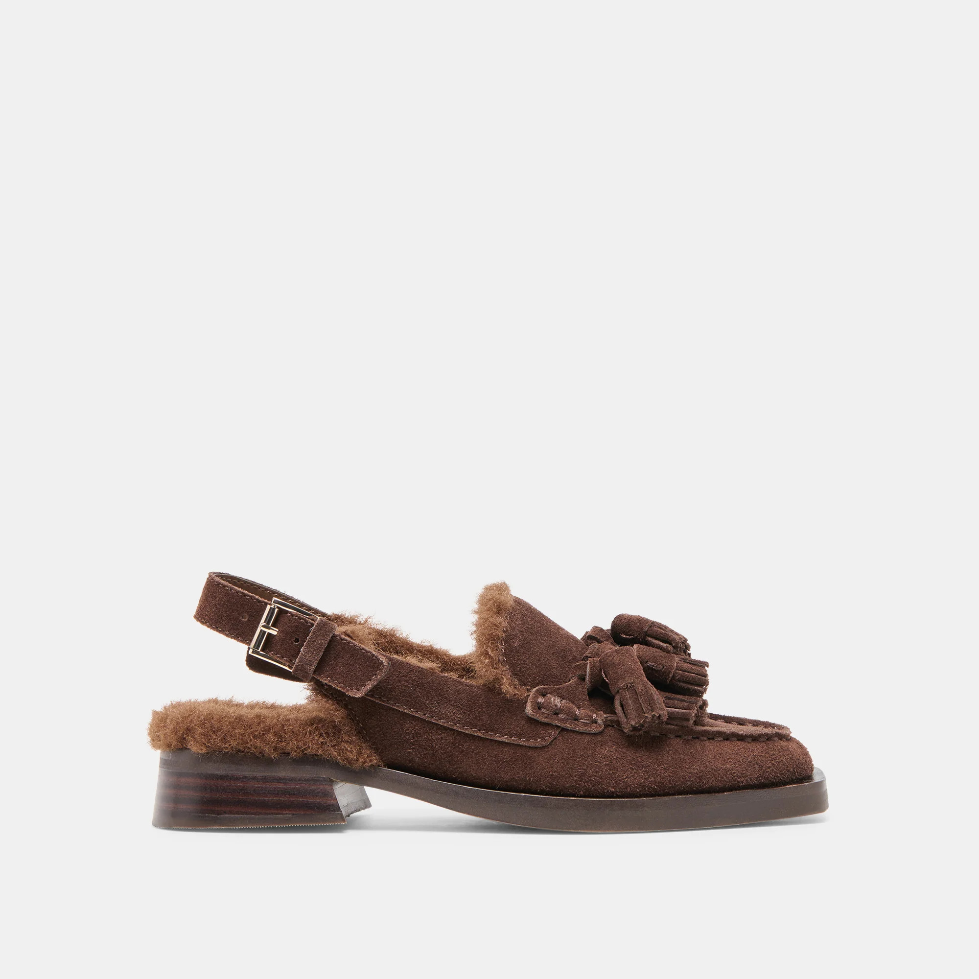 Hamlit Plush Loafers Dk Brown Suede | DolceVita.com
