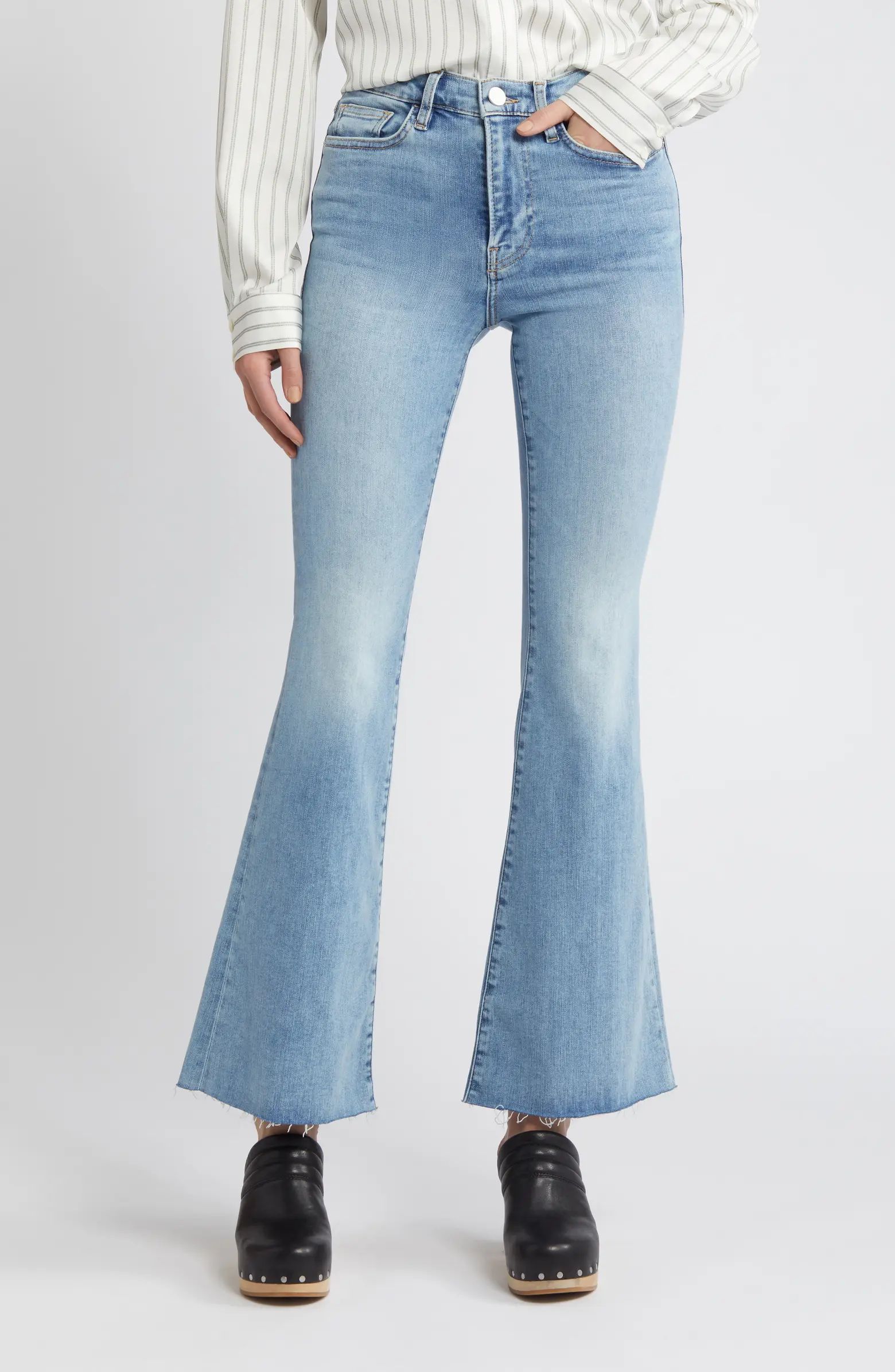 Le Easy Raw Hem Mid Rise Flare Jeans | Nordstrom