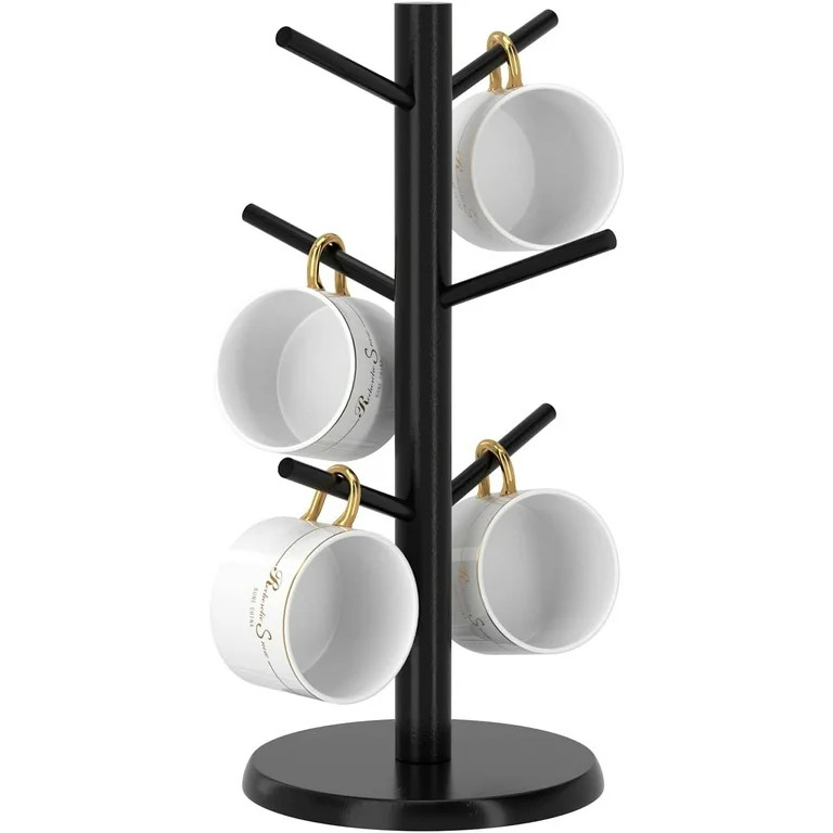 SUSWIM Mug Holder Tree, Coffee Cup Holder with 6 Hooks (Black) - Walmart.com | Walmart (US)