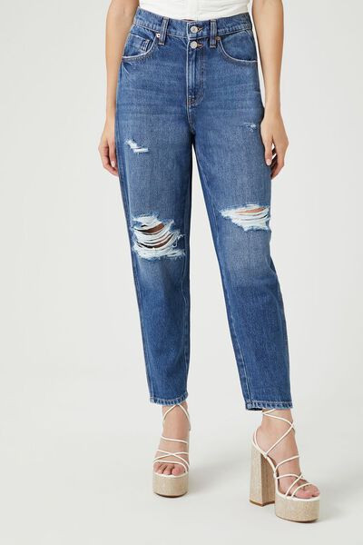 Distressed High-Rise Mom Jeans | Forever 21 (US)