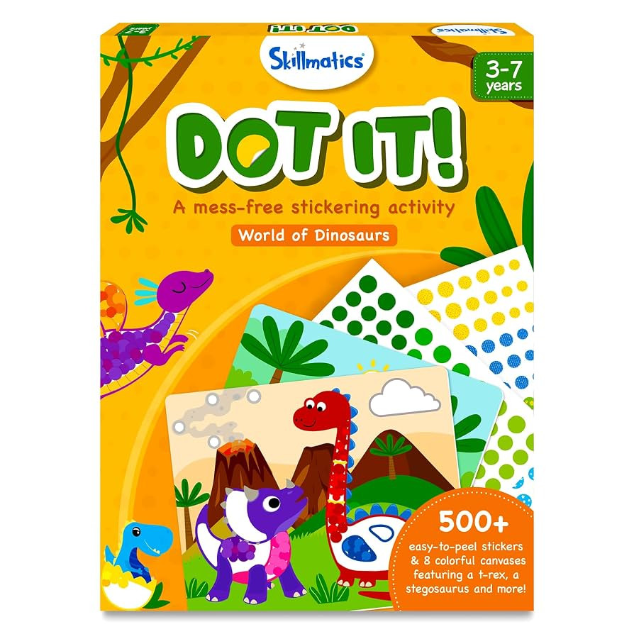 Skillmatics Dot It Sticker Art - Dinosaurs, Mess-Free Fun for Kids, 500+ Stickers, Craft Kits, DI... | Amazon (US)