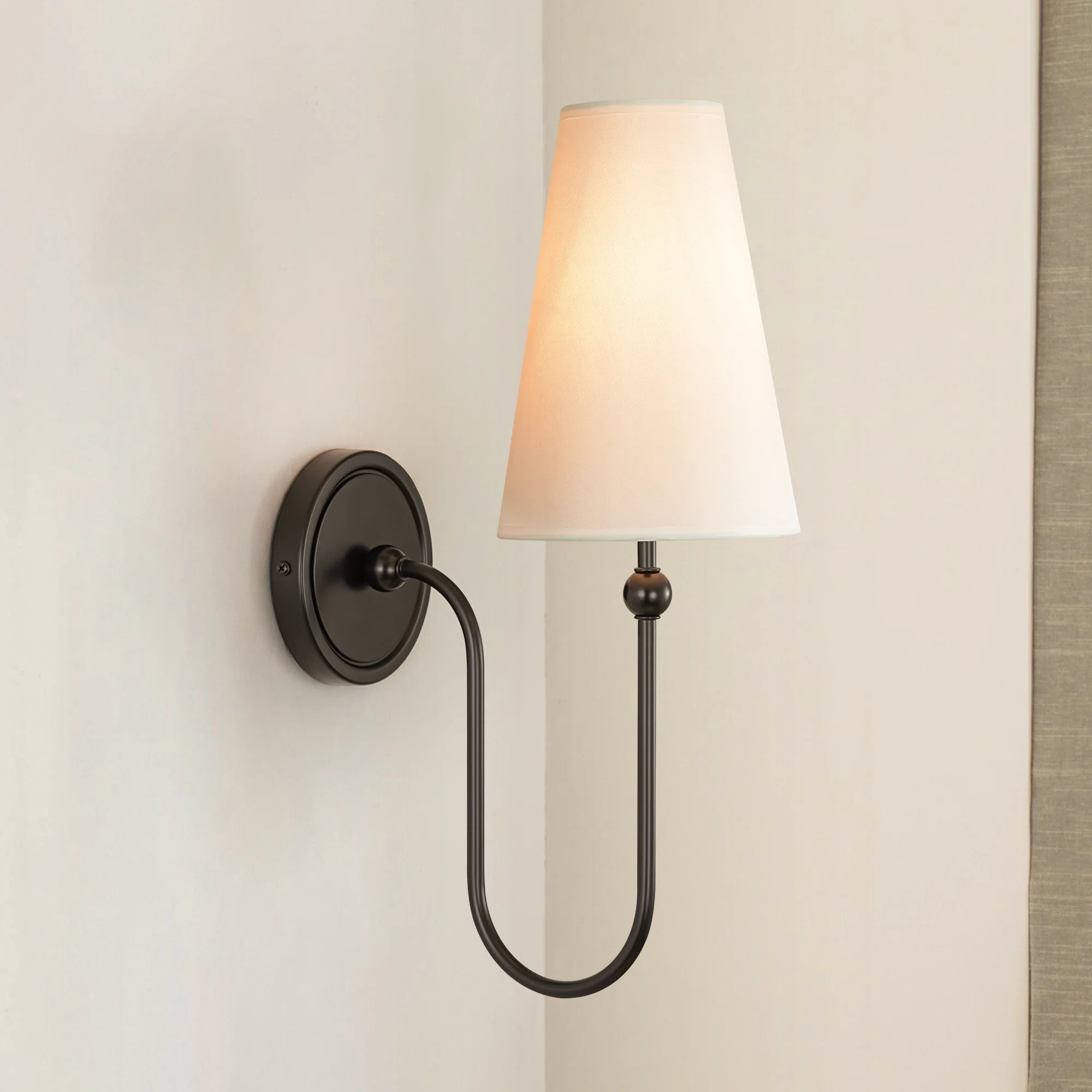 Lumi 1-Light Gold/Black Finish Fabric Wall Sconce | Wayfair North America