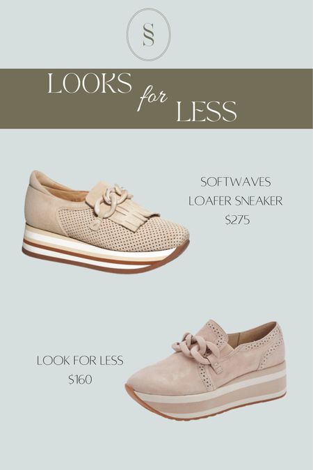 Softwaves elevated sneaker with chain buckle and fringe retail for $275. I found a loafer sneaker look for less for $100 cheaper! Dolce Vita always has the cutest shoes and in my experience, Very comfortable and true to size  

#LTKCon #LTKshoecrush