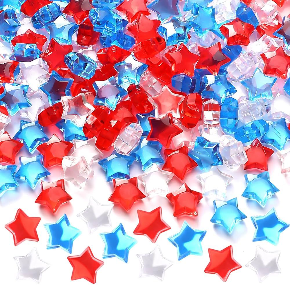 240 Pcs Patriotic Vase Filler Ice Rocks Acrylic 4th of July Star Crystals Gems Memorial Day Indep... | Amazon (US)