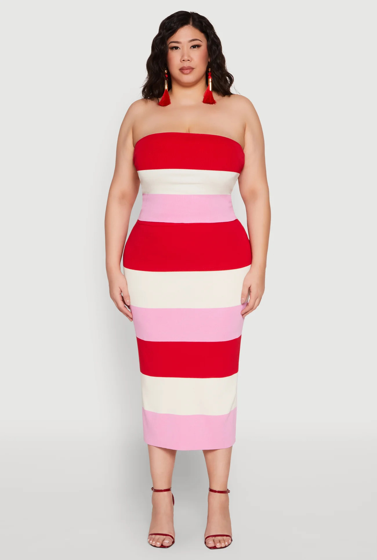 Plus Size Striped Tube Top | Rainbow Shops