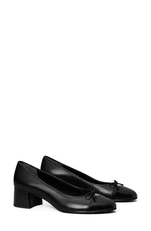 Tory Burch Cap Toe Pump in Perfect Black /Perfect Black at Nordstrom, Size 5 | Nordstrom