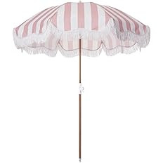 Business & Pleasure Co. Holiday Umbrella - Pink Boho Beach Umbrella with Fringe - UPF 50+ Blocks ... | Amazon (US)