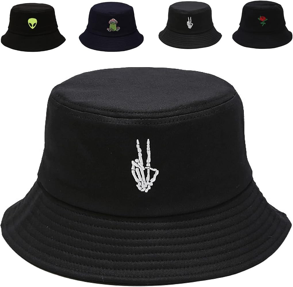Cotton Bucket Hat for Women Men Summer Travel Sun Beach Bucket Cap, Unisex Outdoor Fisherman Hat | Amazon (US)