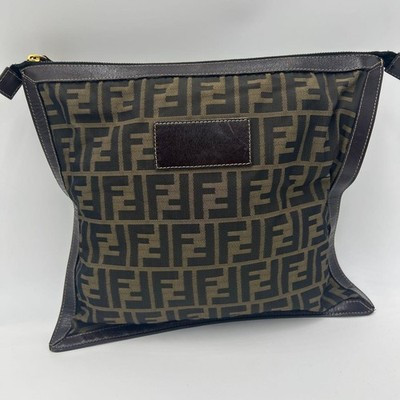 FENDI Clutch Bag Second Bag FF Zucca Leather Brown Authentic | eBay US