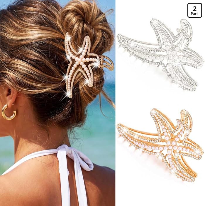 BARTOSI Starfish Claw Clips Seashell Hair Clips Large Rhinestone Hair Claw Clip Beach Hair Access... | Amazon (US)