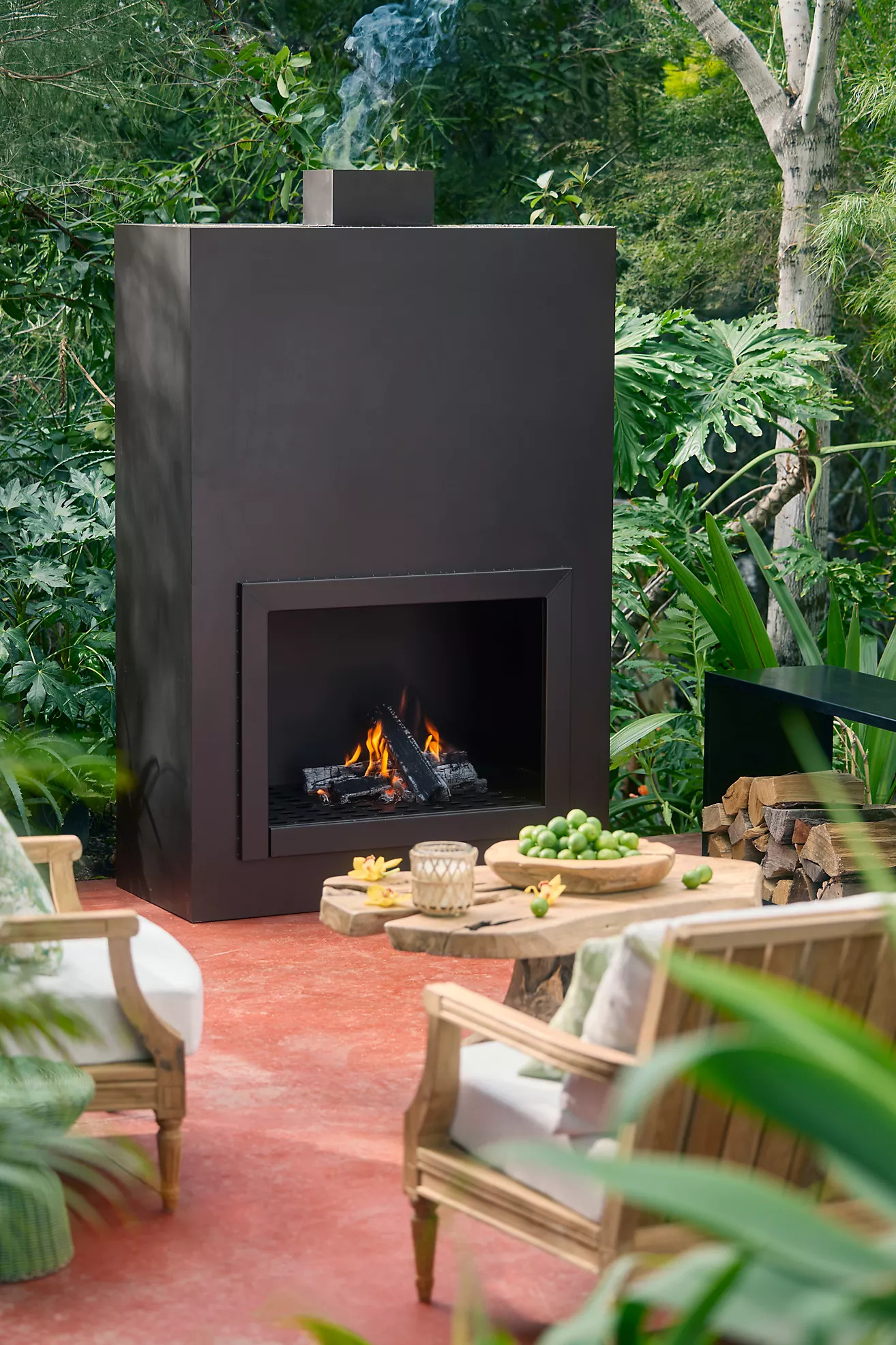 Weathering Steel Paned Outdoor Fireplace | Anthropologie (US)