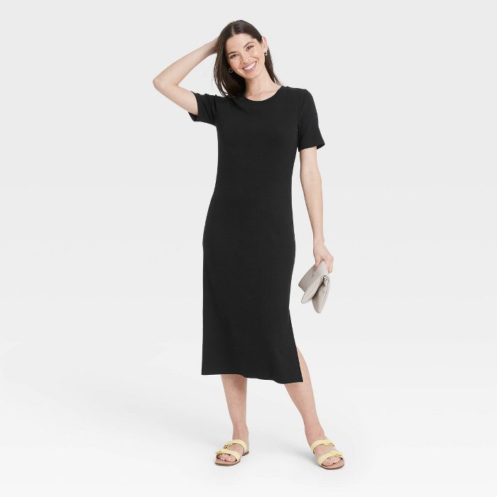 Women's Short Sleeve Rib Knit T-Shirt Dress - A New Day™ | Target