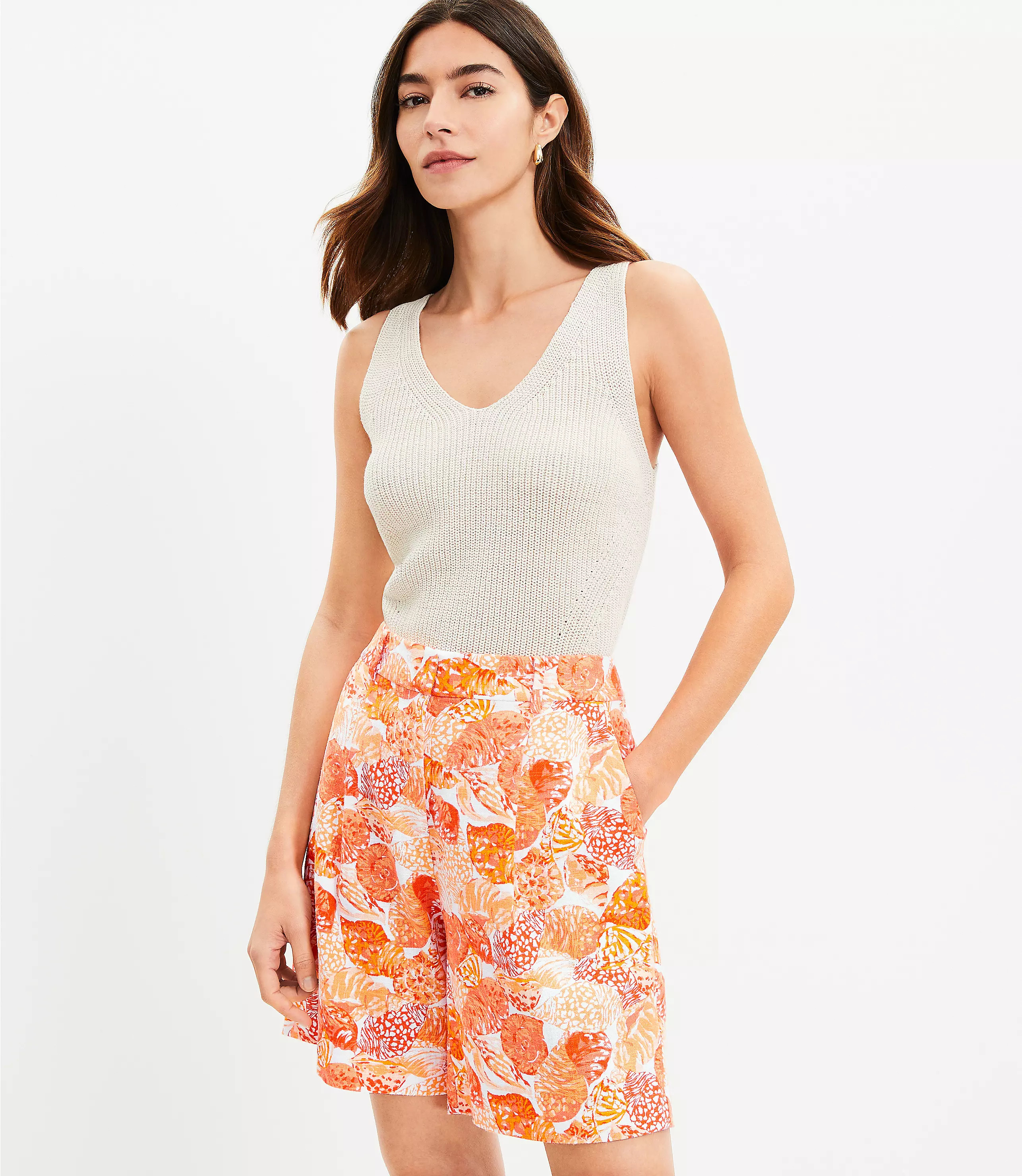 Peyton Shorts in Seashell Linen Blend | LOFT