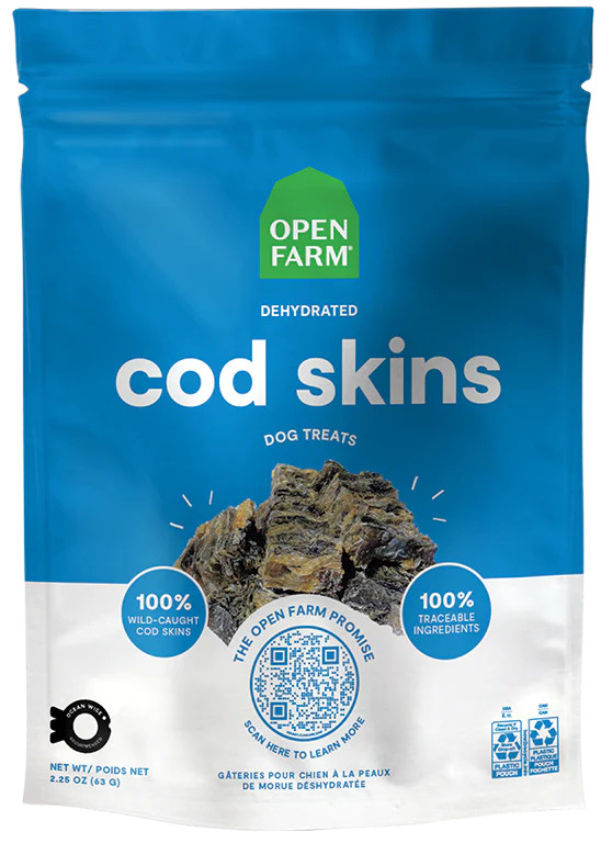 Single Ingredient Dog Treats - Dehydrated Cod Skins - Open Farm | Open Farm Pet