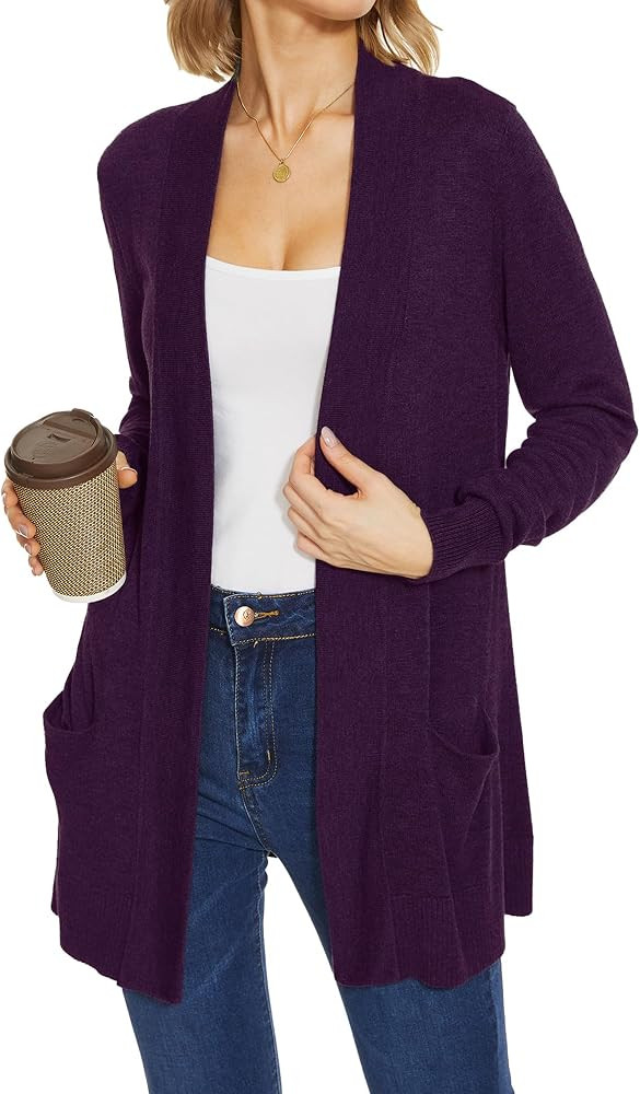 Spicy Sandia Women's Knit Cardigan Open Front Long Sleeve Sweater with Pockets Lightweight Fall T... | Amazon (US)