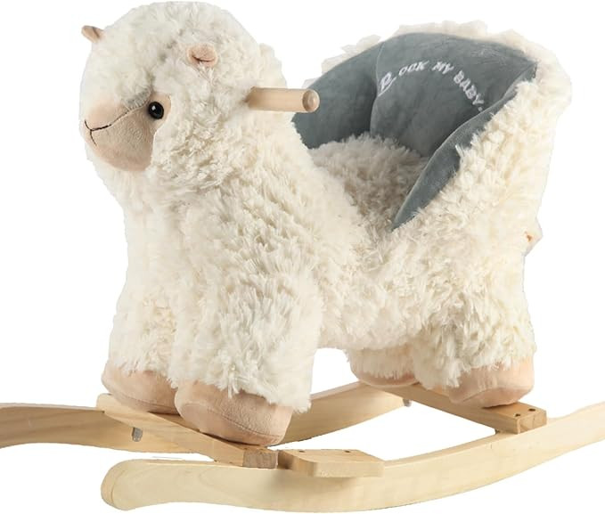 Baby Rocking Horse Alpaca Llama with Chair, Plush Stuffed Animal Rocker for Toddlers 1-3, Wooden ... | Amazon (US)