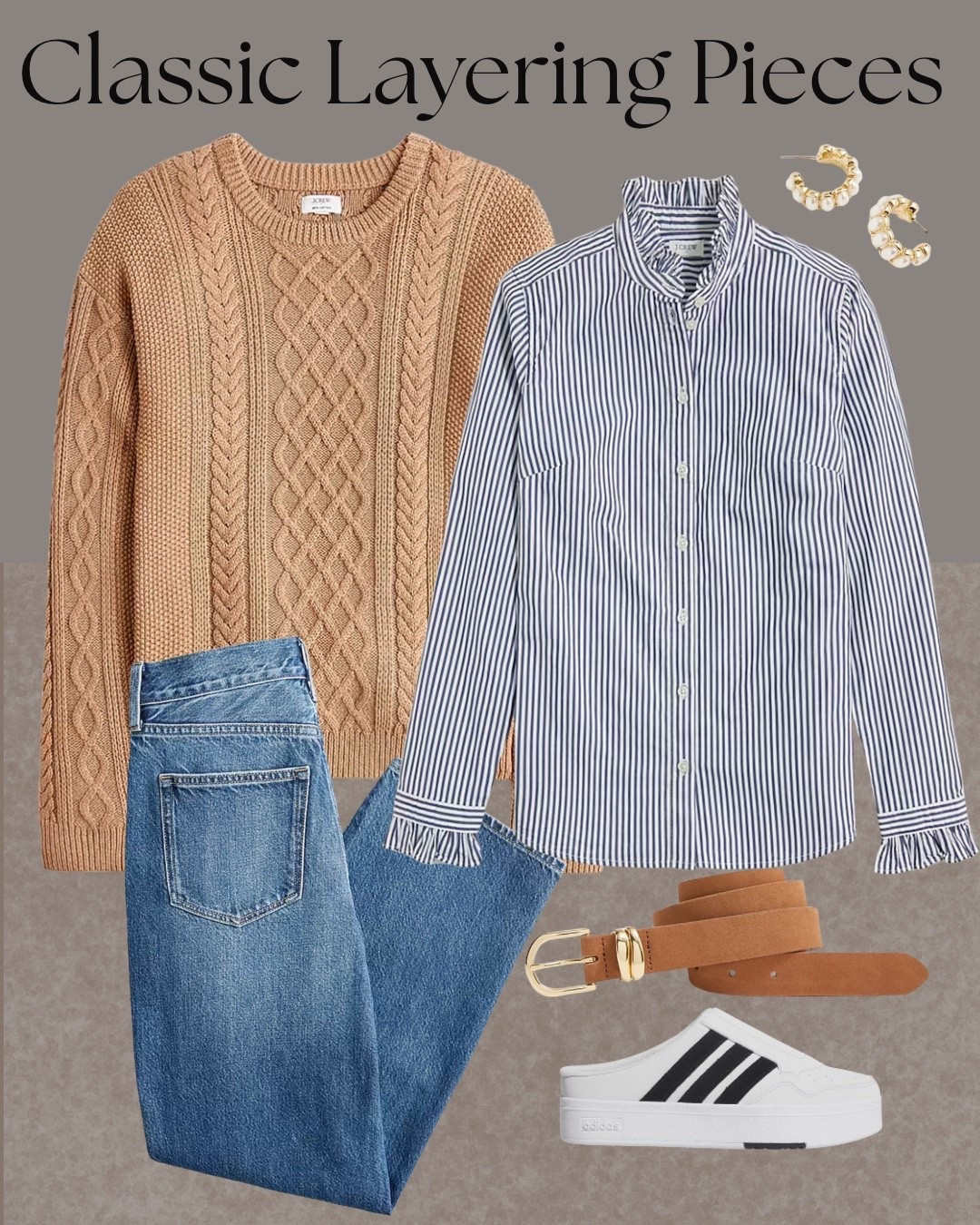 Classic Layering Pieces
Fall style made easy! A striped button down layered under a cable knit sweater is one of those timeless combos that always works. Add jeans, sneakers, and gold details to finish the look.

#LTKFallFashion #LTKStyle #LTKOutfitInspo #LTKUnder100 #LTKFinds #LTKEverydayStyle #LTKBasics

#LTKSeasonal #LTKStyleTip
