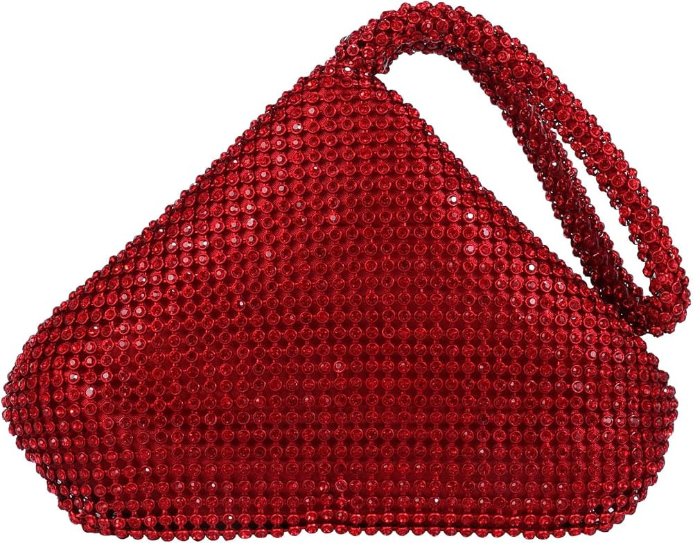 ele ELEOPTION Women Red Evening Bag Women's Clutch Purse Bag Triangle Full Rhinestones Bags for P... | Amazon (US)