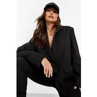 Womens Double Breasted Oversized Blazer - Black - 6 | boohoo (US & Canada)