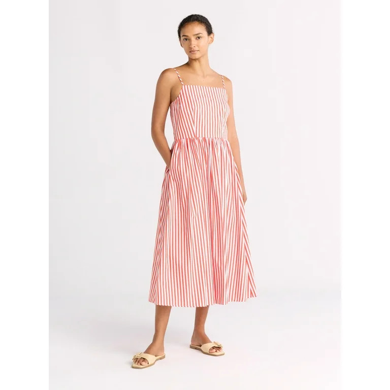Free Assembly Women's Square Neck Cotton Maxi Dress, Sizes XS-XXL | Walmart (US)