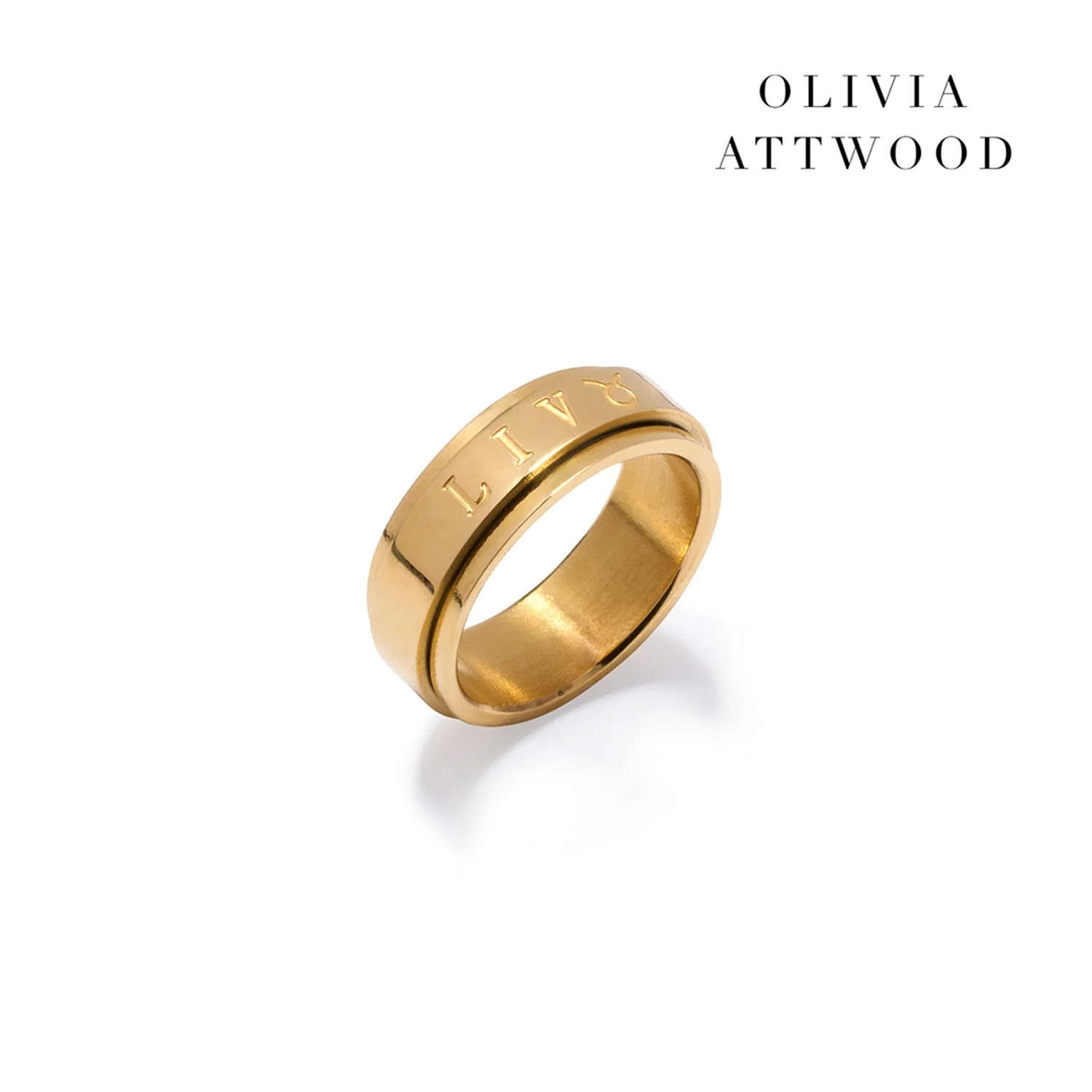 Custom Stamped Name Fidget Ring (Gold) | Abbott Lyon