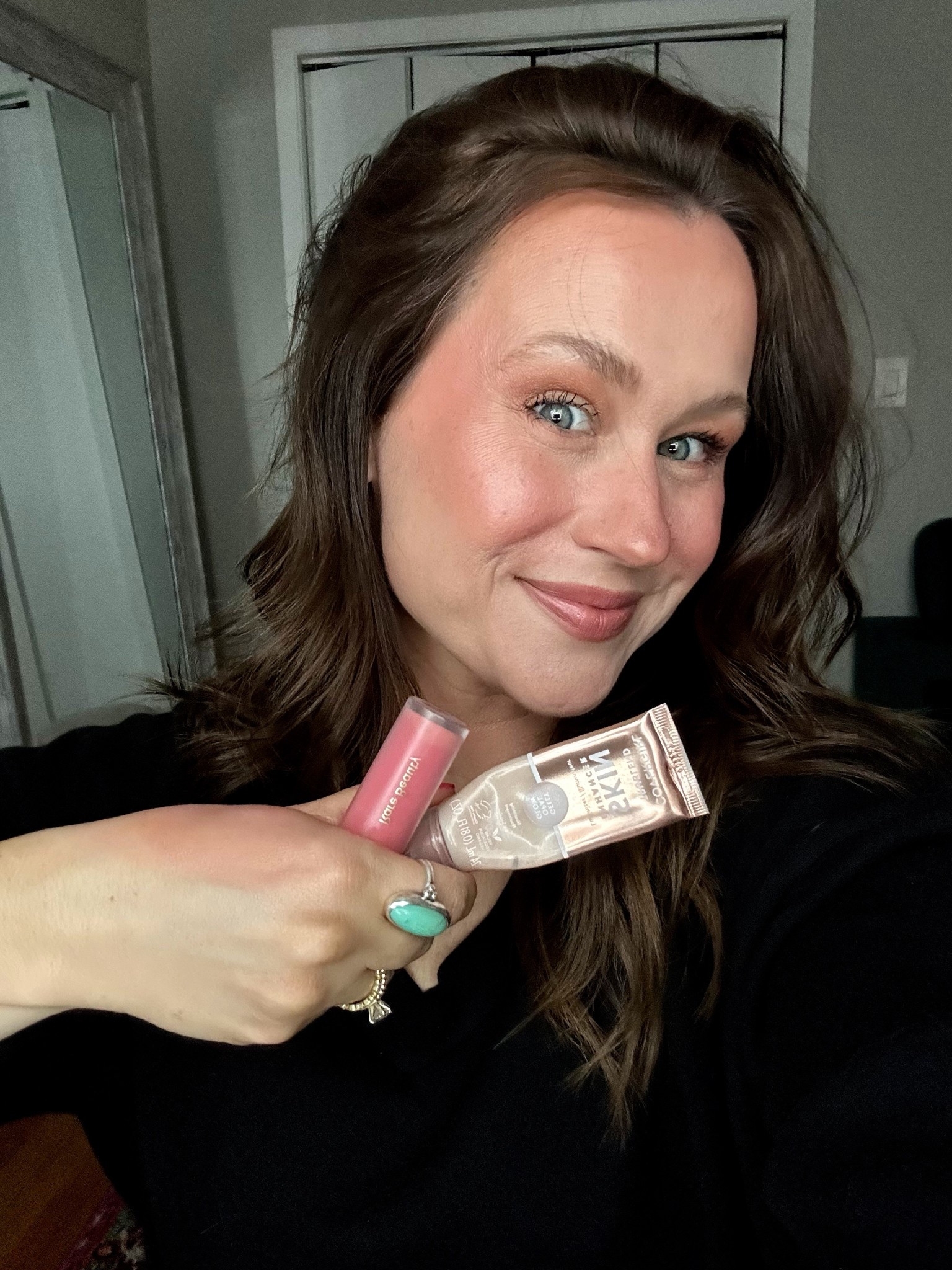 Powder highlighters no longer were working for me, they settle into my fine lines and it was doing me no favors. I started mixing luminizer into my liquid blush and it gives the perfect glow that I was searching for. 

You can mix any cream luminizer with liquid blush for the same effect but I used rare beauty blush in the shade happy and over girl skin enhancer luminizer for this look. 

#everydaymakeup #affordablebeauty #drugstoremakeup #makeupfavorites #summermakeup

#LTKgrwm #LTKBeauty