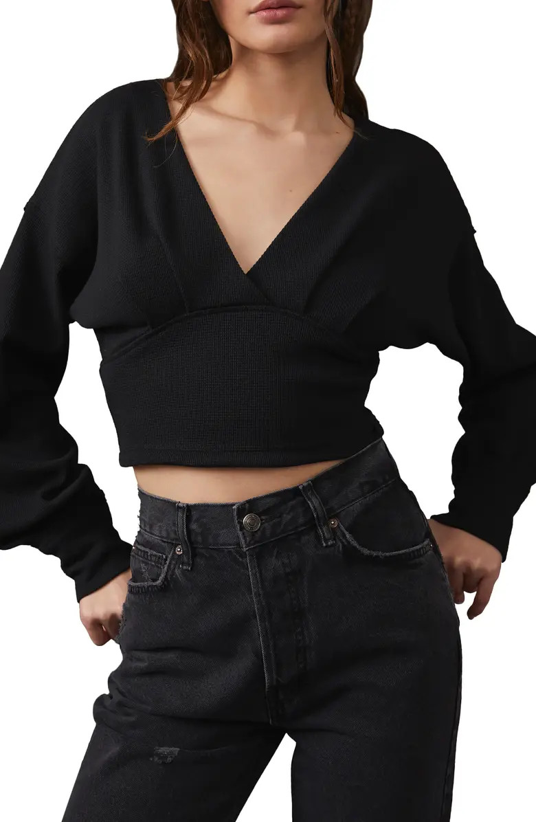We the Free All Nighter Long Sleeve Surplice Crop Top | Nordstrom