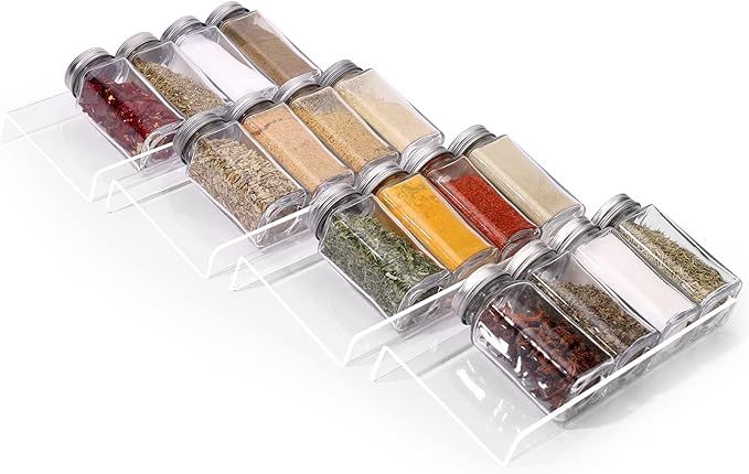 Clear Acrylic Spice Drawer Organizer, 4 Tier- 1 Set Seasoning Jars Drawers Insert, Kitchen Spice ... | Amazon (US)