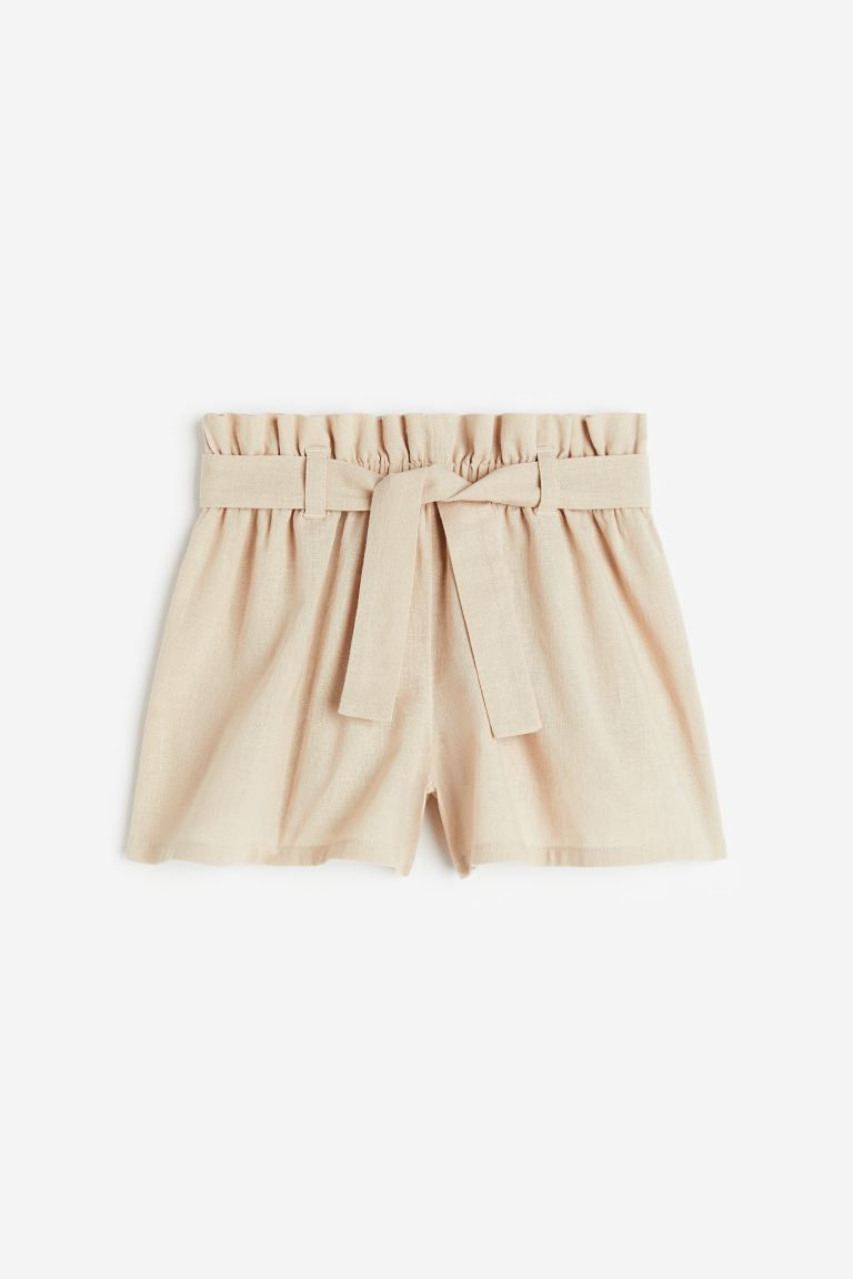 Linen-blend Shorts - Regular waist - Short - Light beige - Kids | H&M US | H&M (US + CA)