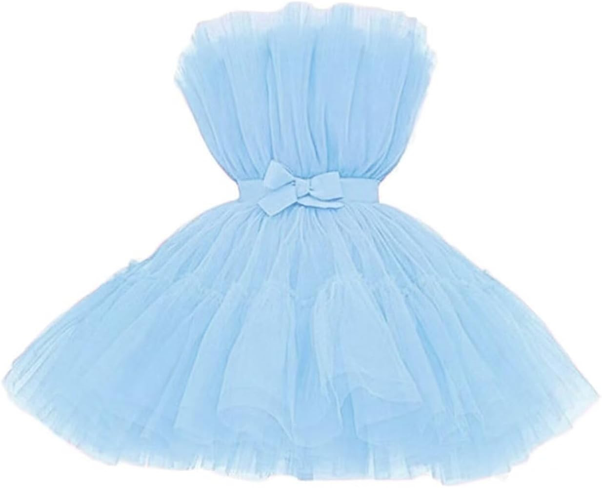 FTBY Women Tiered High Low Prom Dress Bow Sash Tulle Homecoming Pageant Dresses Hot Pink Long | Amazon (US)