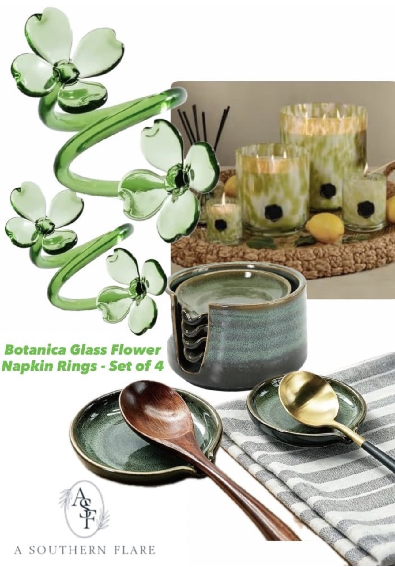 Elevate your dining table with these stunning glass flower napkin rings and ceramic spoon rests. Perfect for a touch of elegance! #HomeDecor #DiningEssentials/Amazon Home

#LTKHome #LTKfoodie