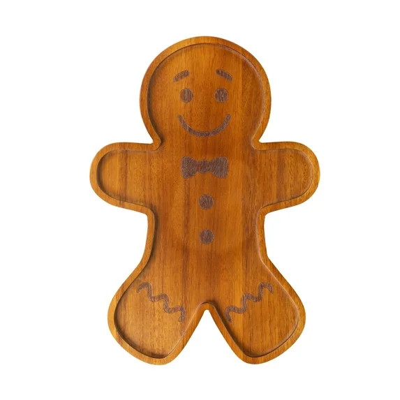 Holiday Time Acacia Wood Gingerbread Man Board, 14 x 9.84 x 0.78 in, Kitchen Serving Board | Walmart (US)