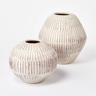 Large Carved Cream Vase - Threshold™ designed with Studio McGee | Target