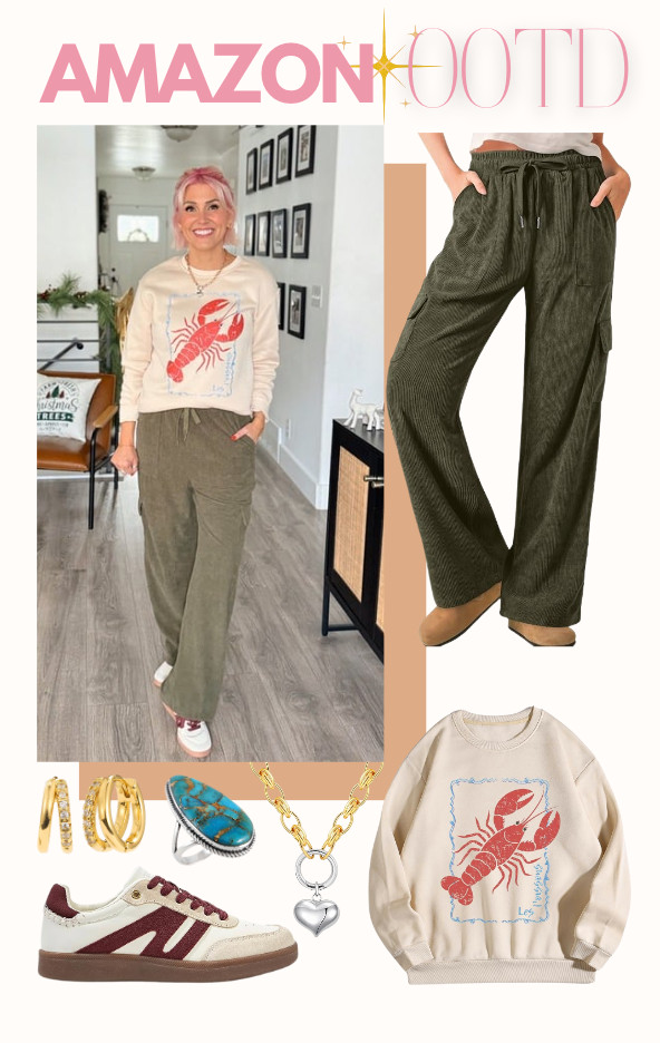 Feeling festive in my cozy lobster sweater and comfy pants. Sweater: Small Pants: Medium Shoes: TTS 

 #LTKootd #LTKSaleAlert