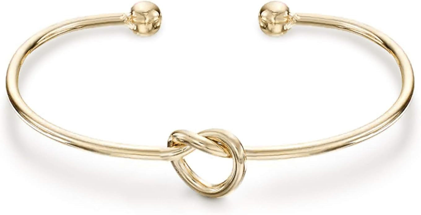 PAVOI 14K Gold Plated Forever Love Knot Infinity Bangle Bracelets for Women | Adjustable Gold Ban... | Amazon (US)