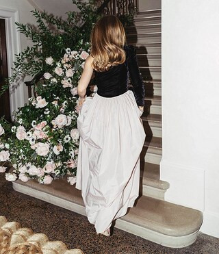 x Born on Fifth Blair One Shoulder Velvet Sleeve Woven Taffeta Dress | Dillard's