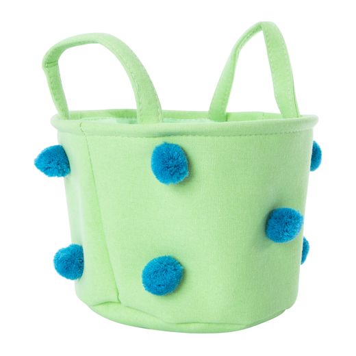 fabric easter basket with pom poms 9in x 6.3in | Five Below