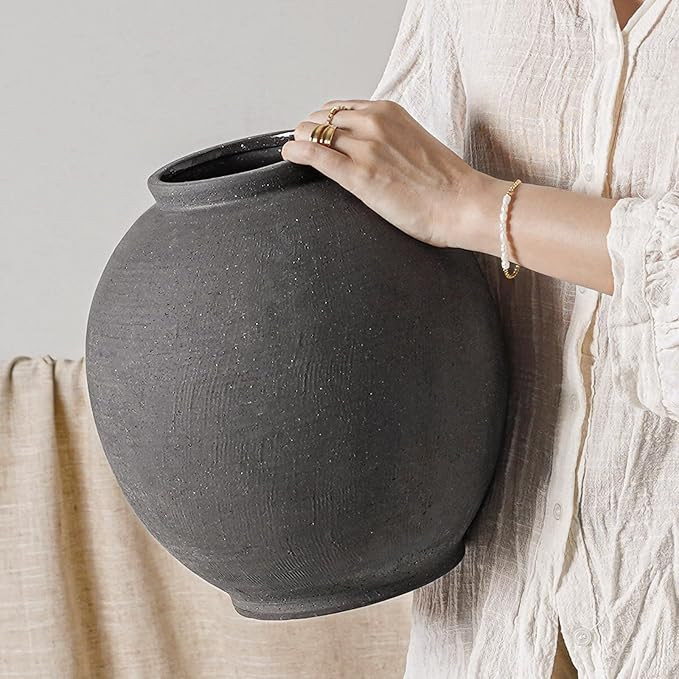 Ceramic Rustic Vase, 10.8 Inch Farmhouse Minimalist Tall Flower Vase for Table, Living Room, Home... | Amazon (US)