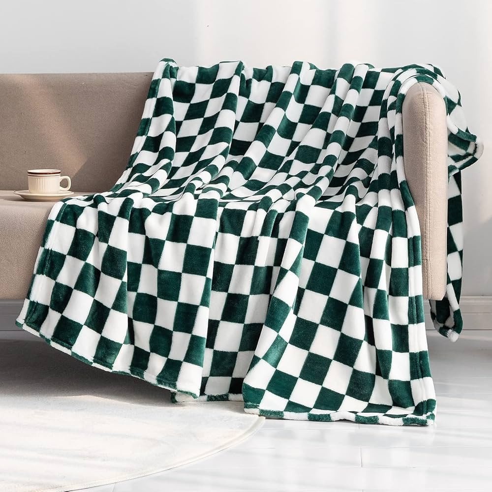 LOMAO Throw Blankets Flannel Blanket with Checkerboard Grid Pattern Soft Throw Blanket for Couch,... | Amazon (US)
