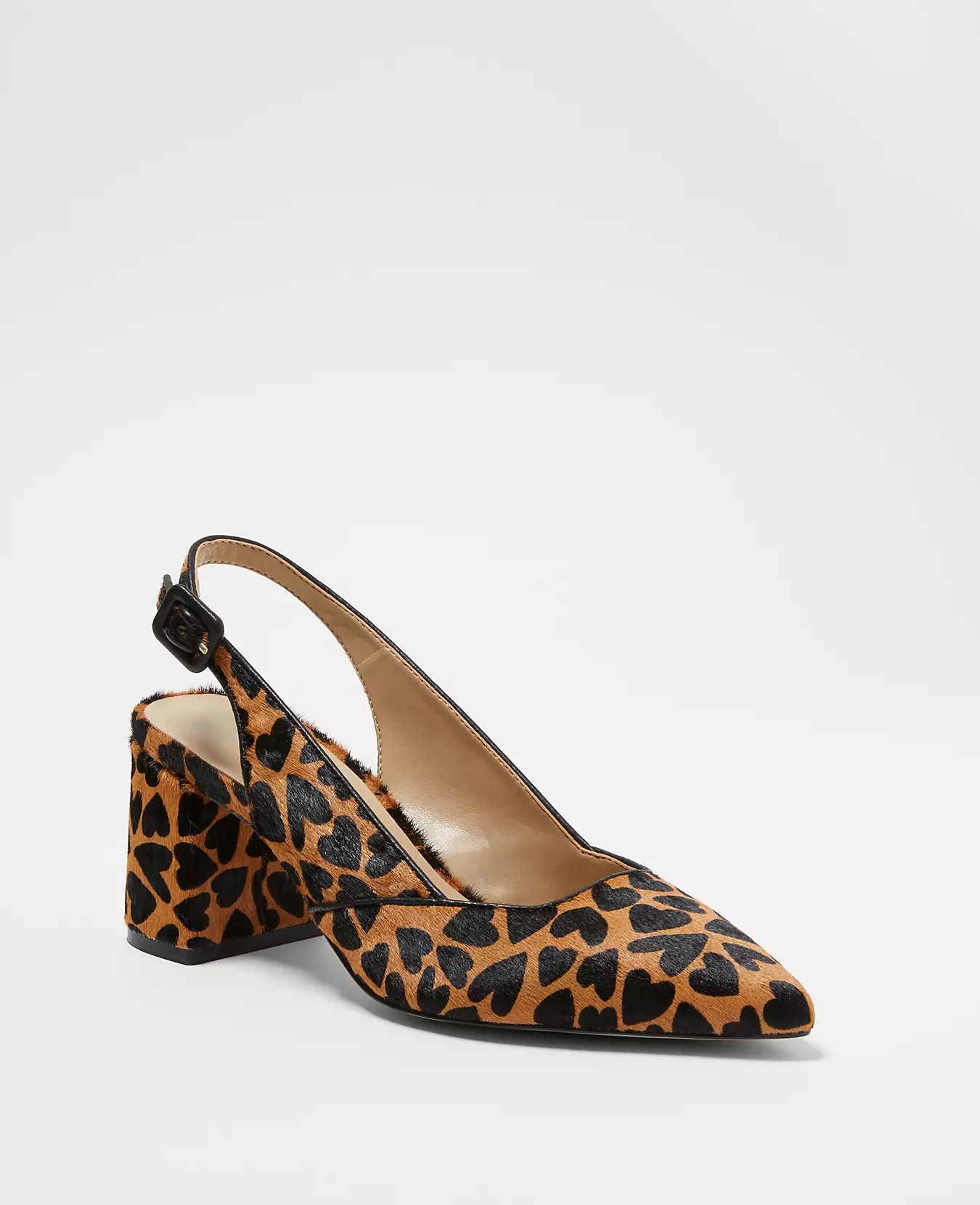 Pieced Haircalf Block Heel Slingback Pumps | Ann Taylor (US)