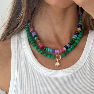 Janette Beaded Ring Necklace - Malachite | BaubleBar